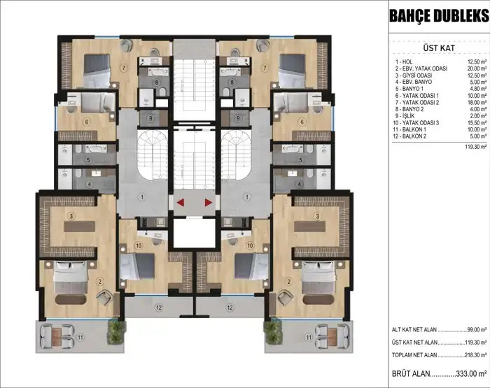 Bahçe Dubleks – Üst Kat