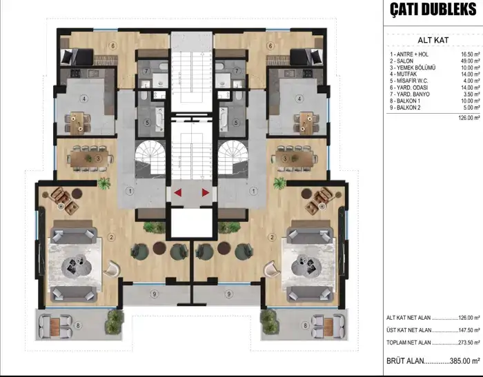 Çatı Dubleks – Alt Kat