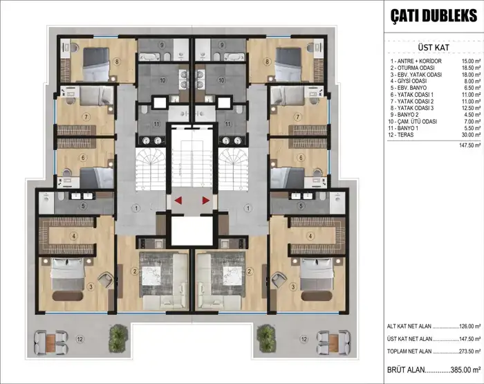 Çatı Dubleks – Üst Kat